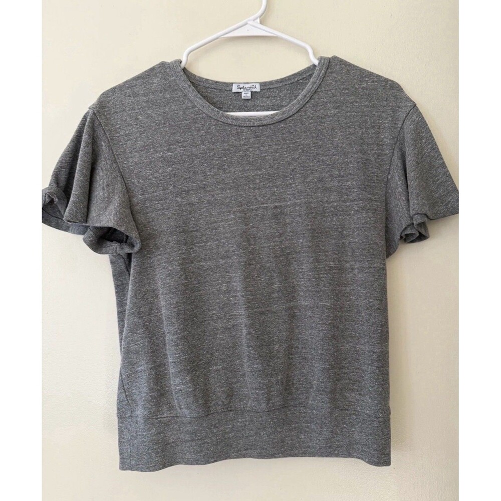 Splendid Flutter Sleeve Crewneck Top Gray XS